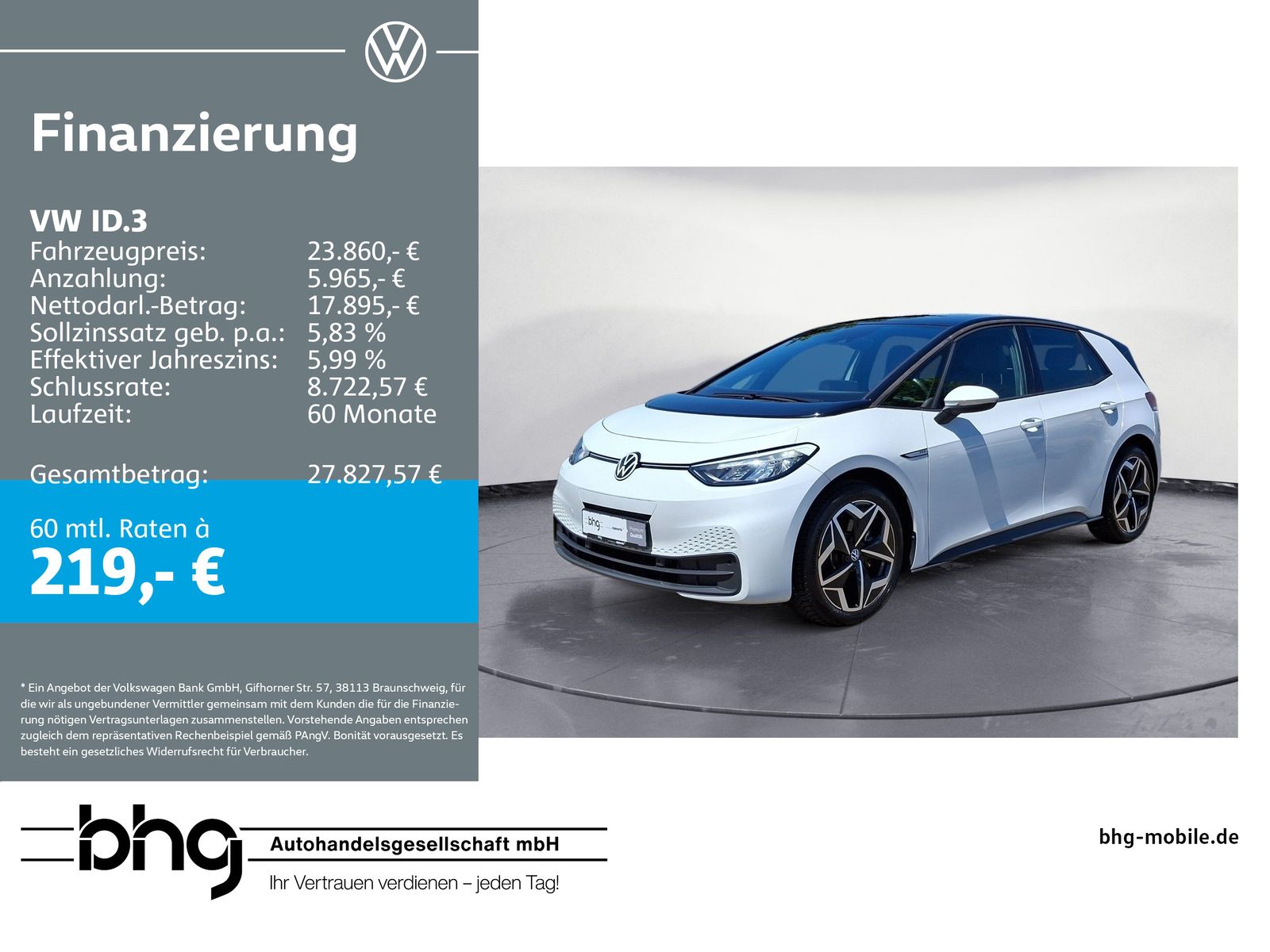 VW ID.3 Pro Performance Navi connect Netzlade ACC-F