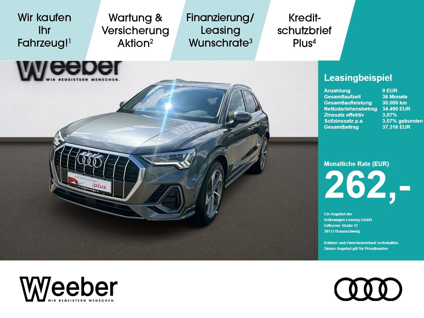 Audi Q3 S line *AHK*NAVI*LED*5J GAR*KESSY*SHZ*19ZOLL*