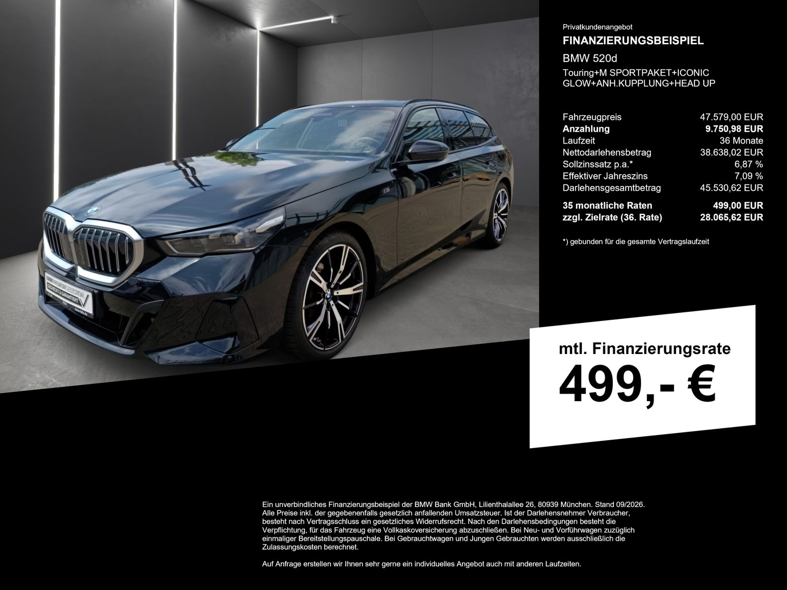BMW 520d Touring+M SPORTPAKET+ICONIC GLOW+ANH.KUPPLU imagem 2