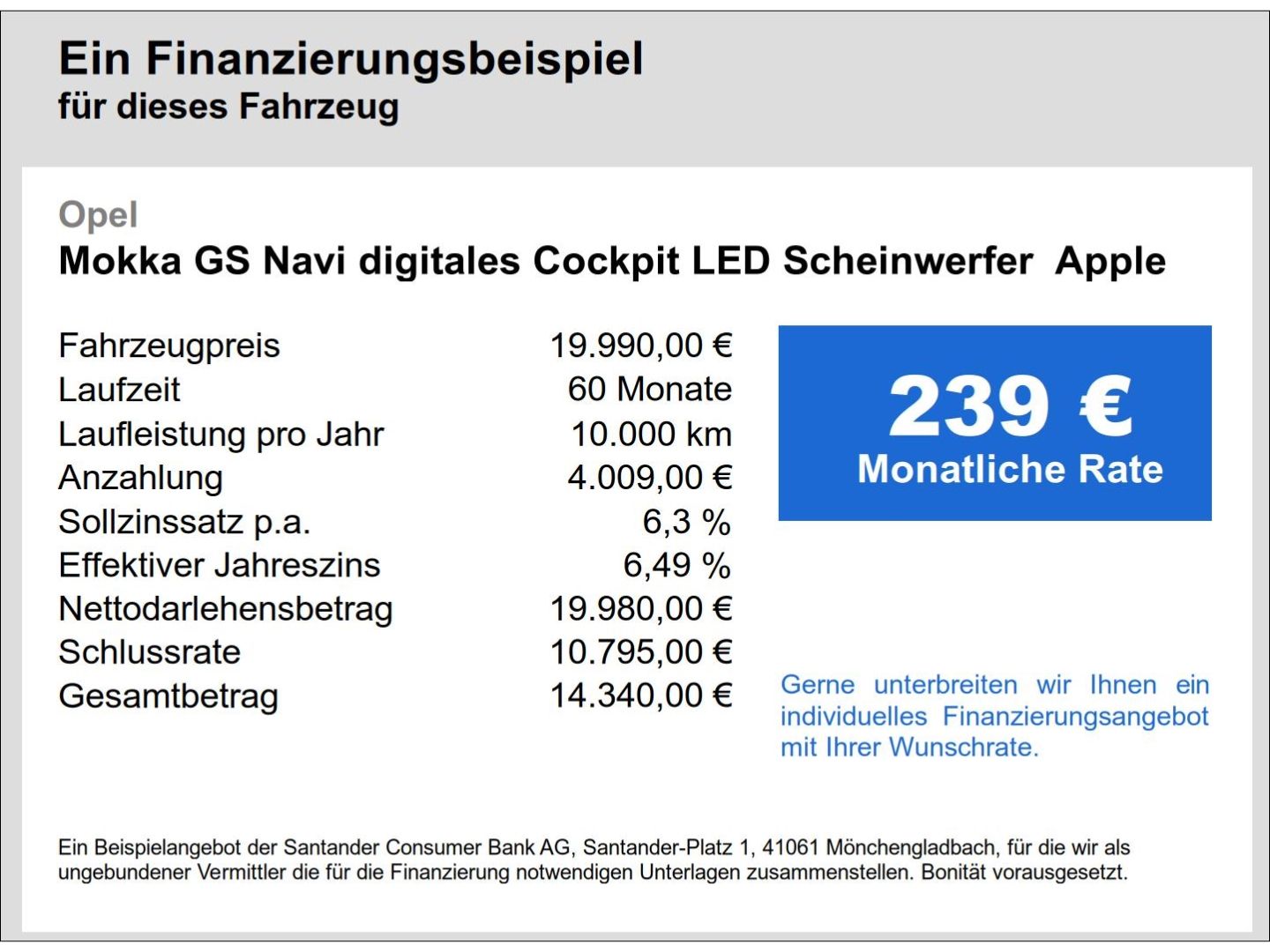 Fahrzeugabbildung Opel Mokka GS Navi digitales Cockpit LED Scheinwerfer