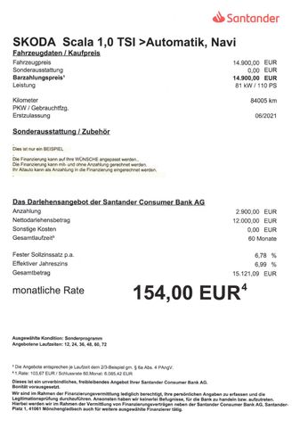 Fahrzeugabbildung Skoda Scala 1,0 TSI Lim >NAVI/PDC/SHZ/SmartLink