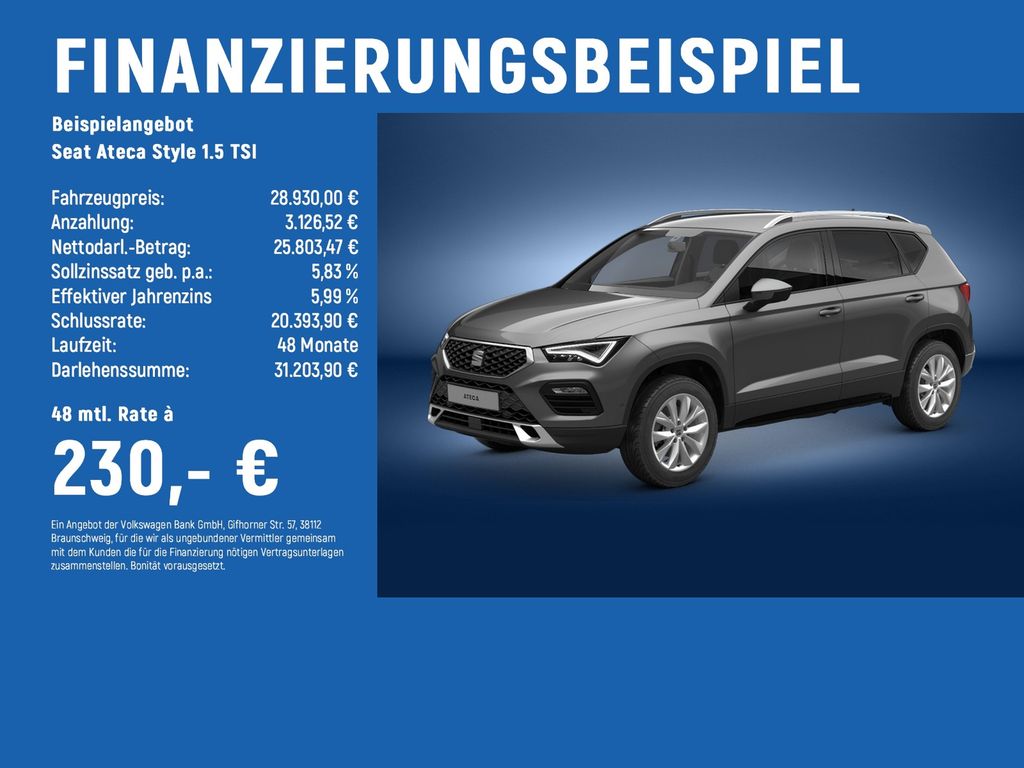 Ateca Style 1.5 TSI RearView+AHK+SHZ+ACC+LED