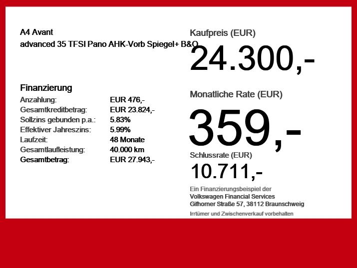 Audi A4 Avant advanced 35 TFSI Pano AHK-Vorb Spiegel+, миниатюра 6