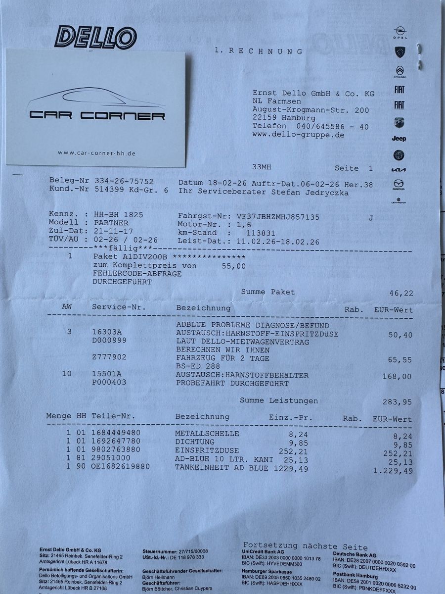 Fahrzeugabbildung Peugeot Partner Tepee 1.6 HDI ALLURE PDC SHZ KLIMA 2HAND