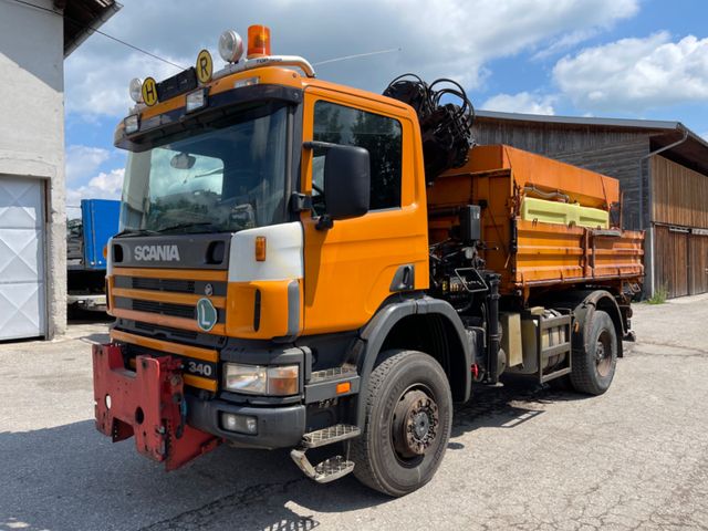 Scania P114CB 4x4 Allrad 3-SKipper mit Frontkran Bj2000