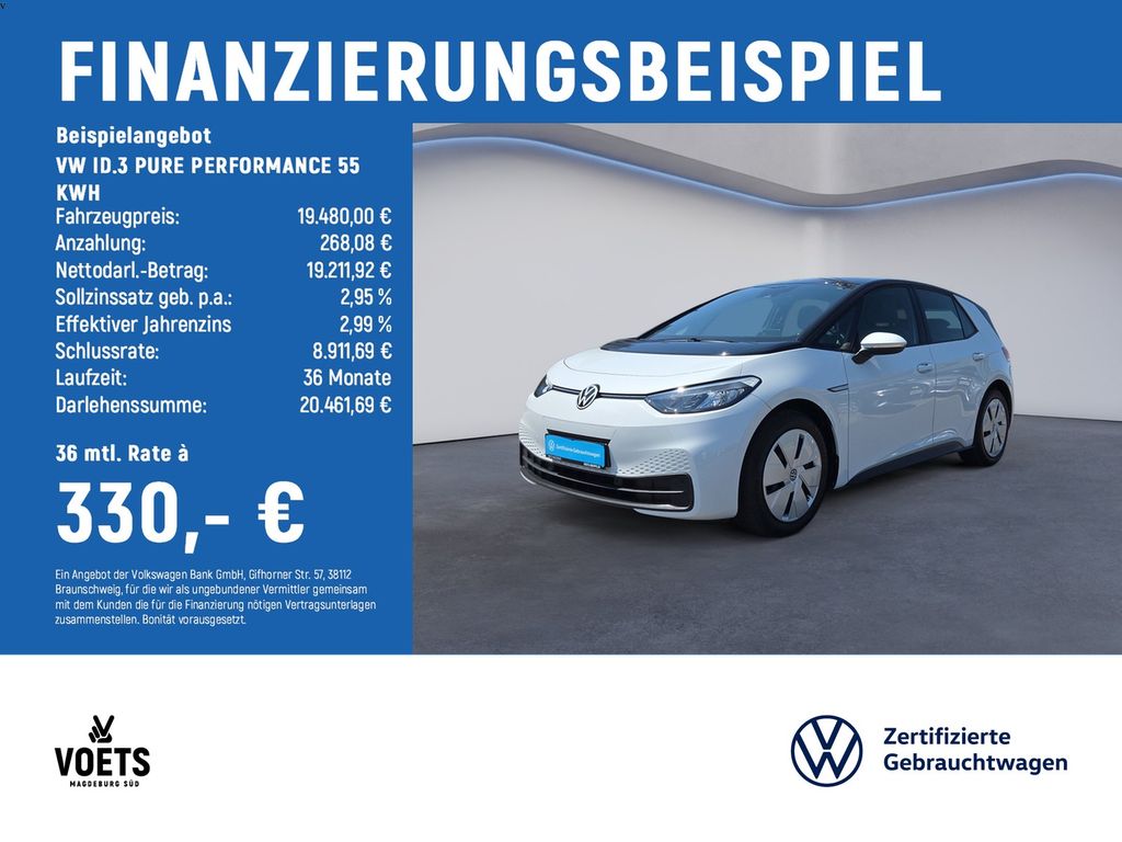 Abbildung Leasingangebot Volkswagen ID.3 PURE PERFORMANCE 55 KWH LED+NAVI+PDC+SITZH.
