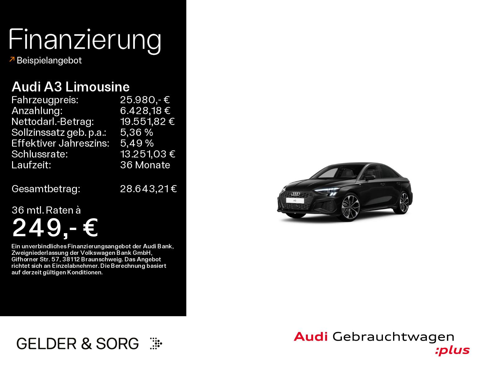 Audi A3 Limousine 35 TFSI S line AHK*RFK*B&O*HuD*Pano