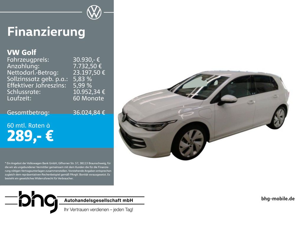 Golf 1.5 TSI eHybrid Life Mode3 Netzlade ACC-Fro