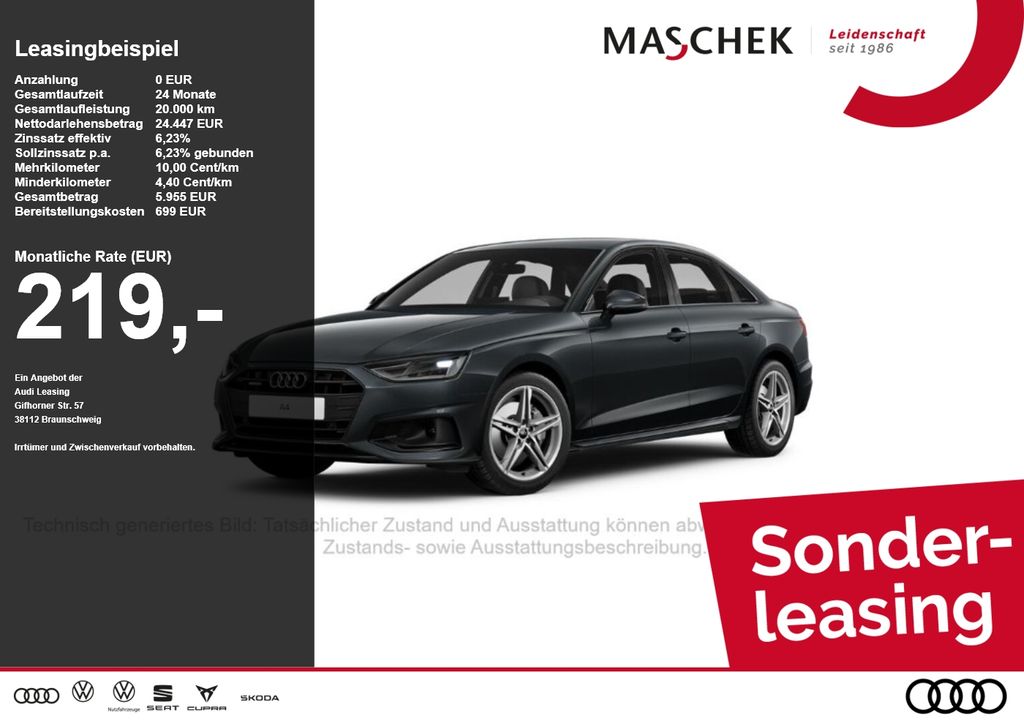 Audi A4 Limousine 40 TDI quat S tronic AHK Black Navi
