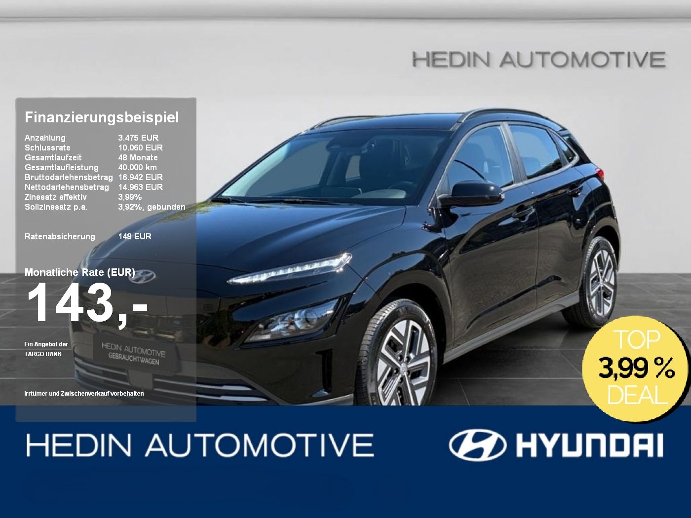 Hyundai Kona EV 100kw DCT Select|LED|KAM|PDC|ACC|SHZ