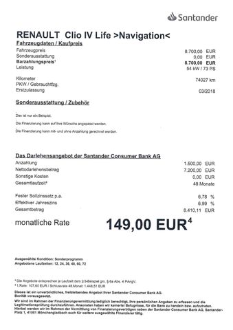 Fahrzeugabbildung Renault Clio IV Life >Navigation<