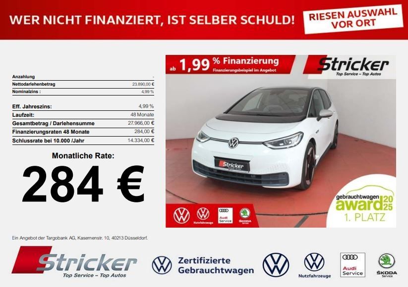 VW ID.3 1st Max 150/58 284,-ohne Anzahlung Pano Hea