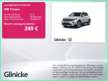 Volkswagen Leasingangebot: Volkswagen T-Cross Style 1.0 l TSI 85 kW (116 PS) 7-Gang-Do