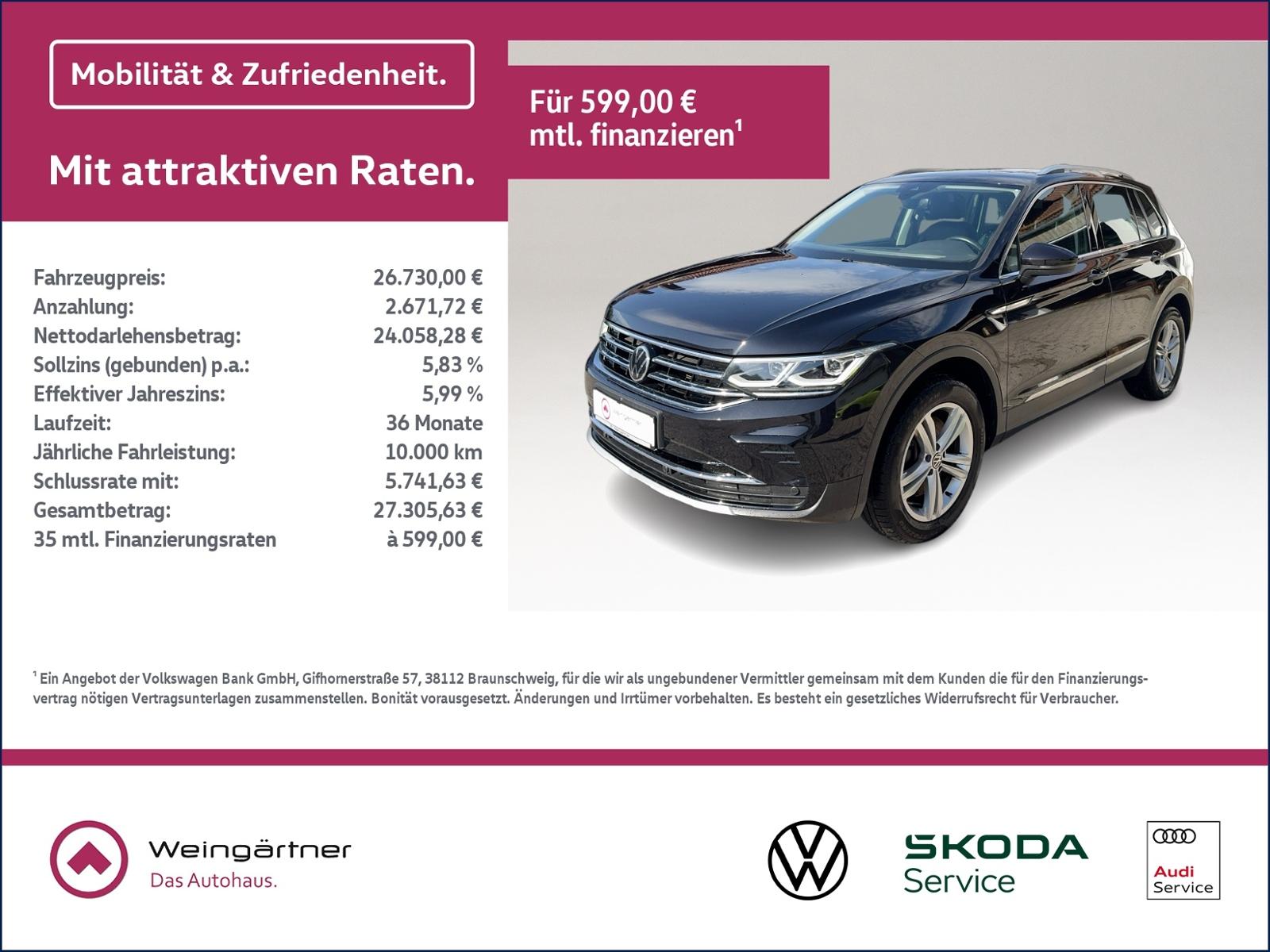 Volkswagen Tiguan 2.0 TDI Elegance 4Motion, AHK, Navi Disco