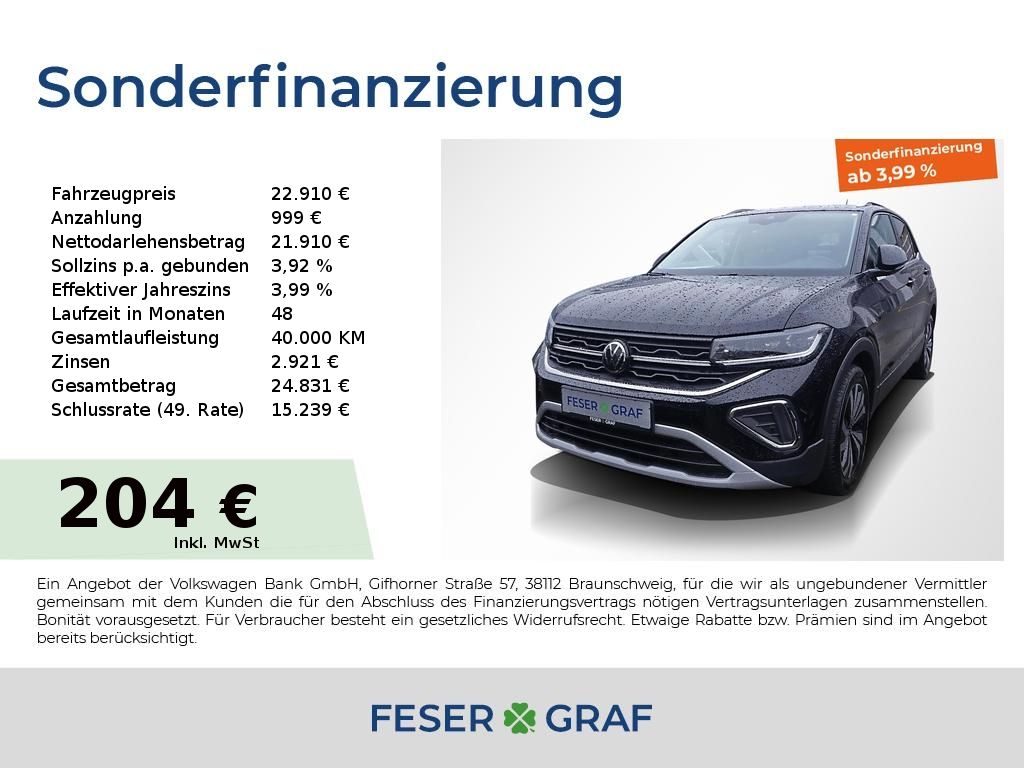 Volkswagen T-Cross Style 1.0 TSI DSG SHZ IQ.Light Navi PDC
