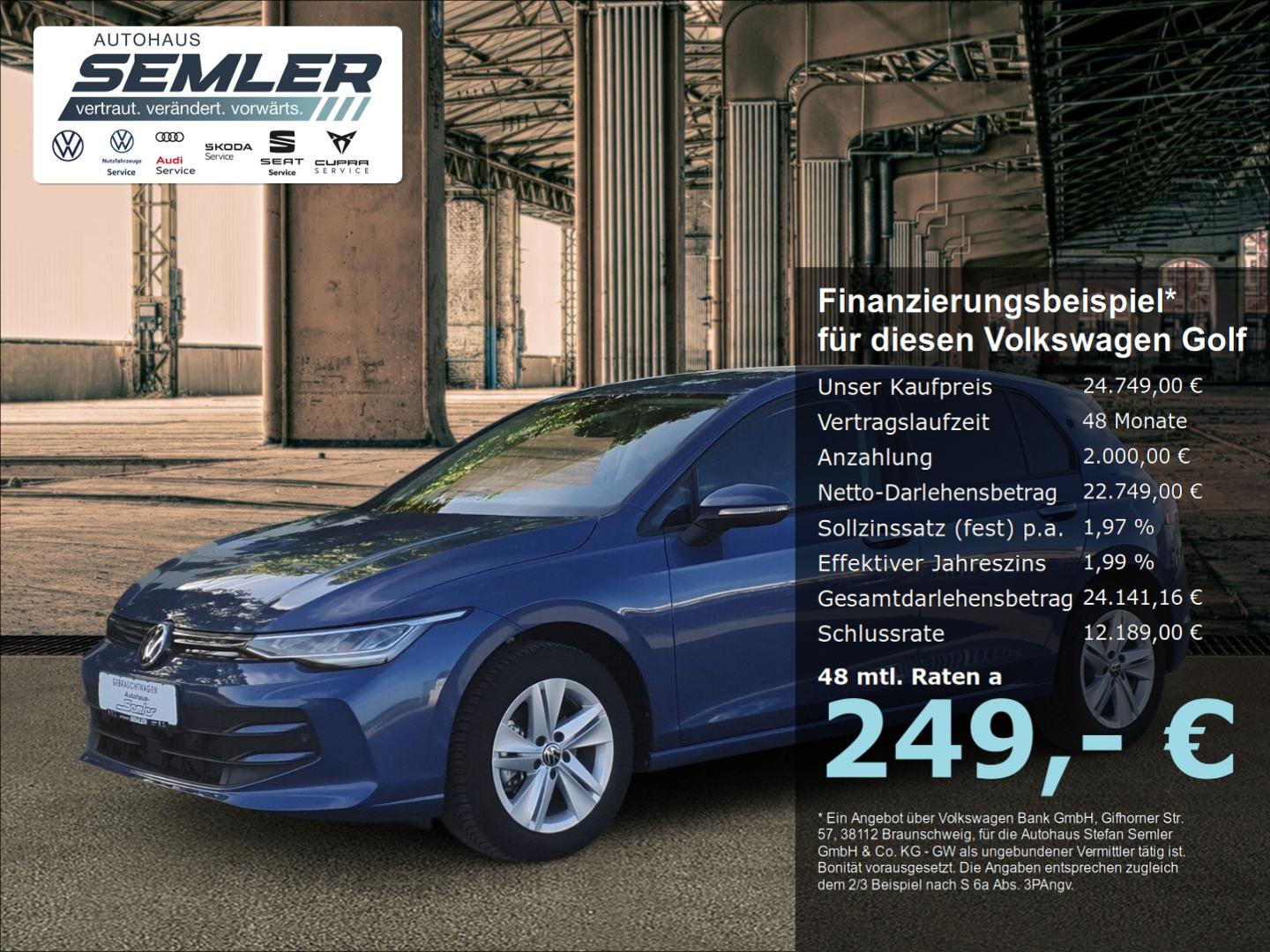 Volkswagen Golf VIII 1.5 eTSI DSG Life 1,99% ACC NAVI LED A