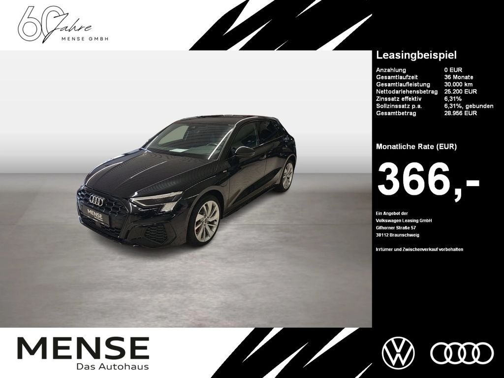 Abbildung Leasingangebot Audi A3 Sportback 45 TFSI e S tronic S line Matrix AC