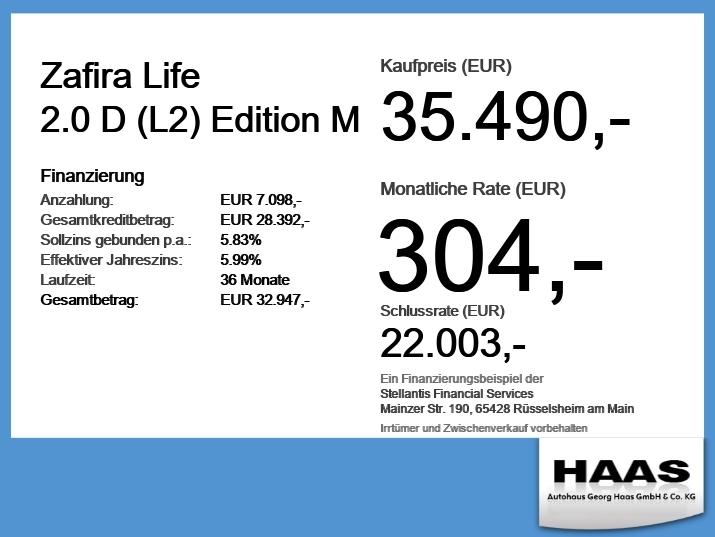 Opel Zafira Life 2.0 D (L2) Edition M Navi, Automatik