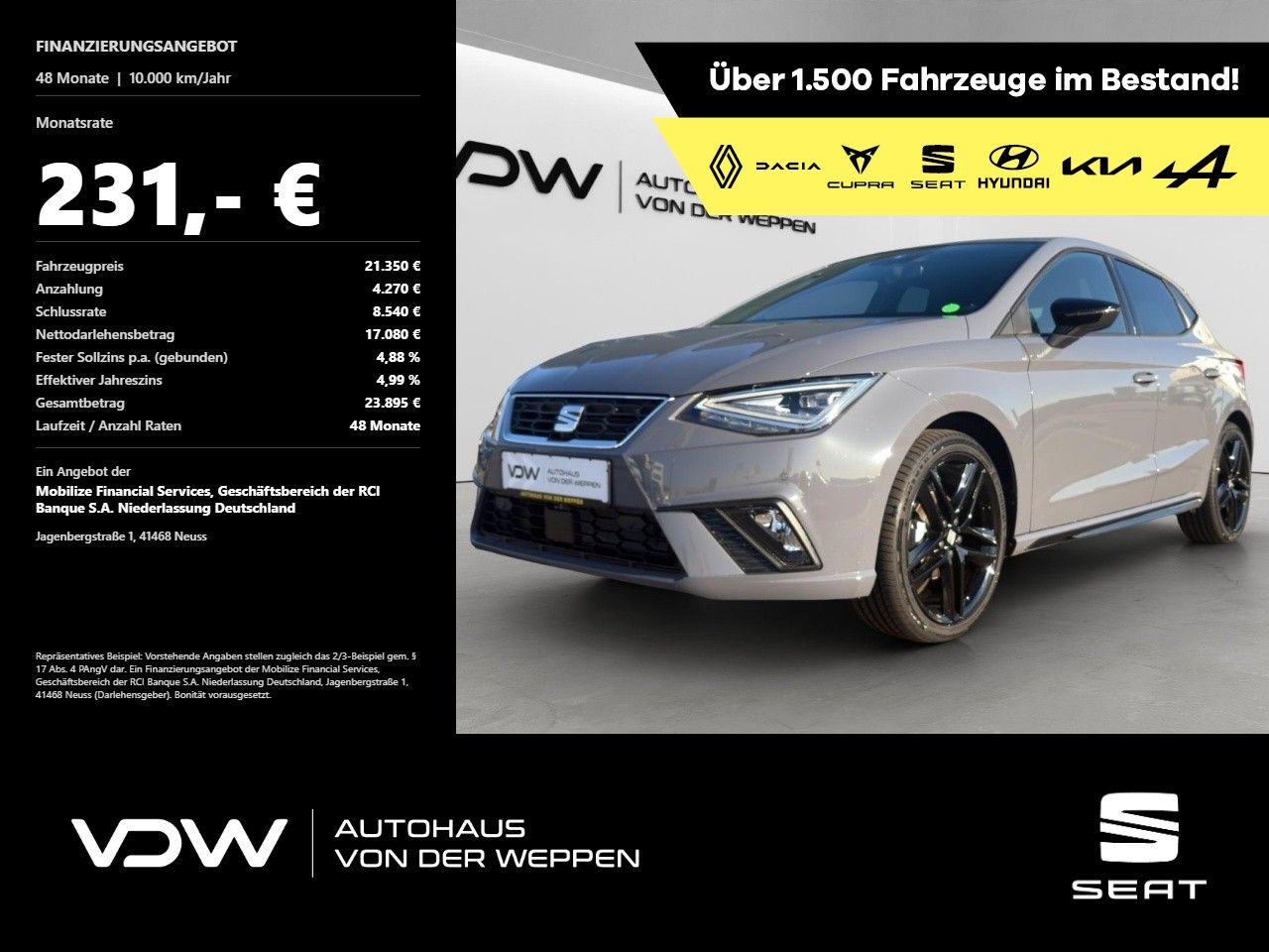 Seat Ibiza FR Black Edition TSI Navi Rückkamera SHZ