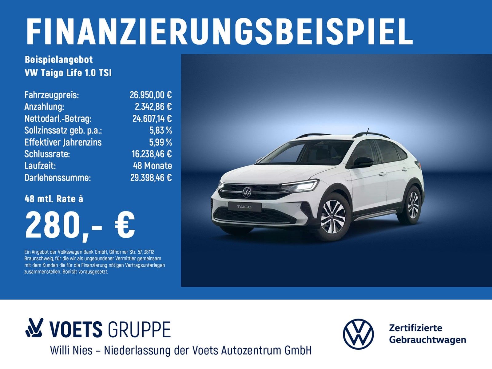 Volkswagen Taigo Life 1.0 TSI LED+ACC+RearView