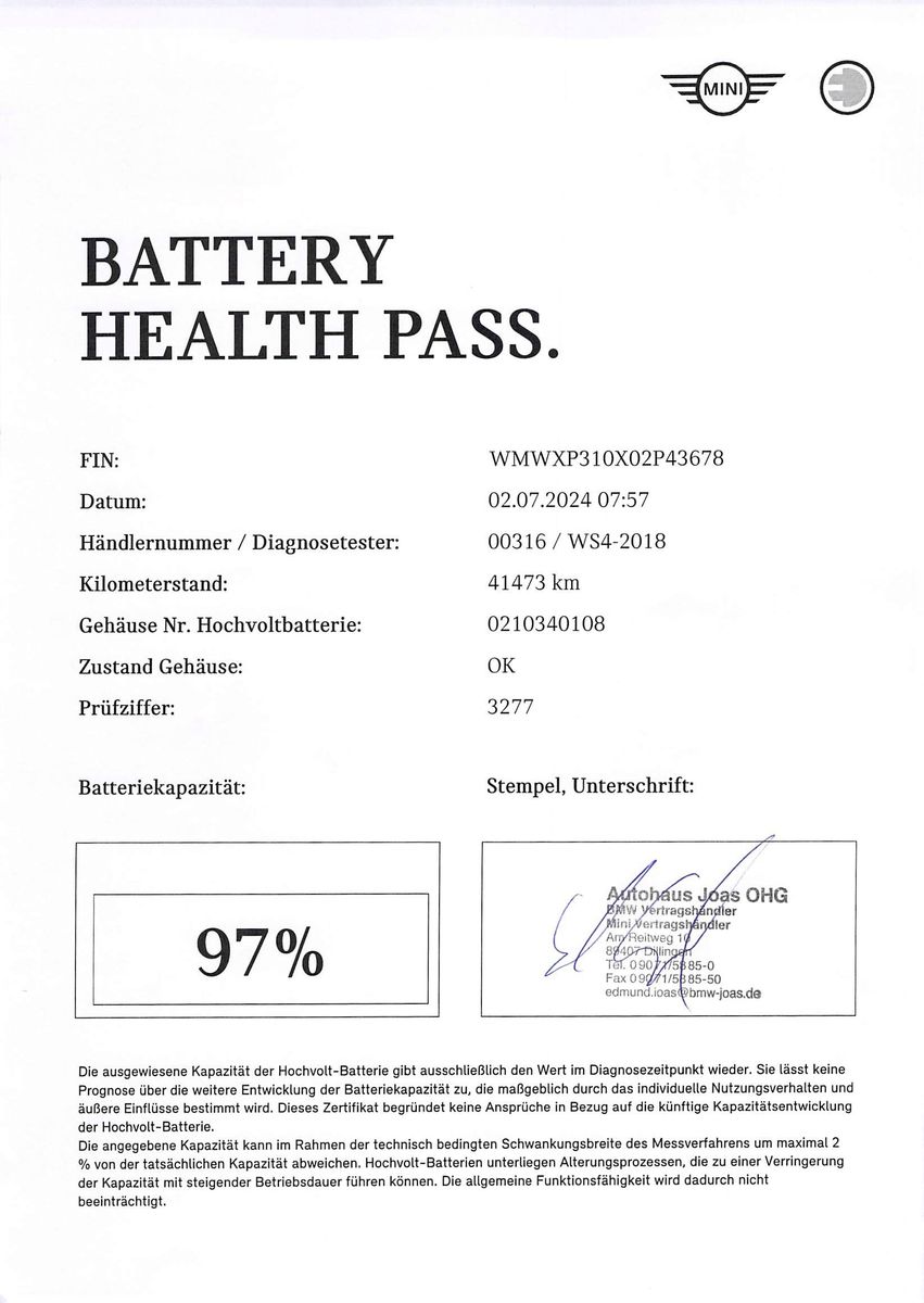 Fahrzeugabbildung MINI Cooper SE 97% Batterieleistung Head-Up Harman Ka