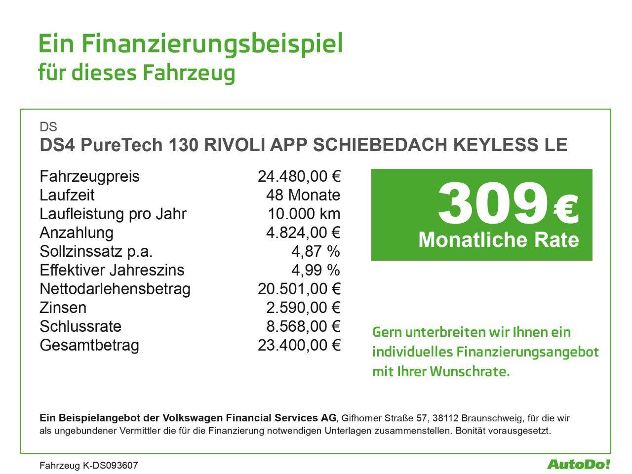 DS Automobiles DS4 PureTech 130 RIVOLI APP SCHIEBEDACH KEYLESS