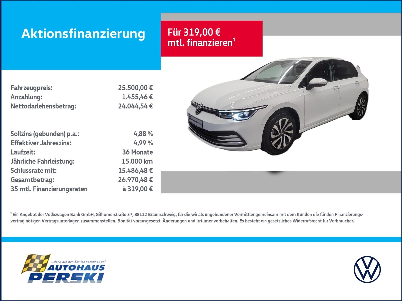 Volkswagen Golf VIII 8 1.5 eTSI Active DSG  AHK, KLIMA, NAV