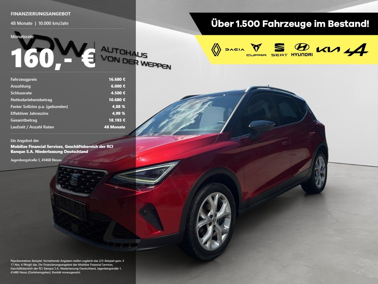 SEAT Arona FR 1.0 TSI SHZ PDC Kamera Klima Navi