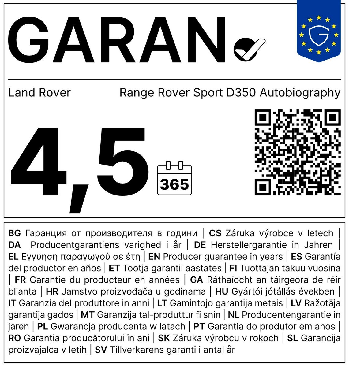 Fahrzeugabbildung Land Rover Range Rover Sport D350 Autobiography