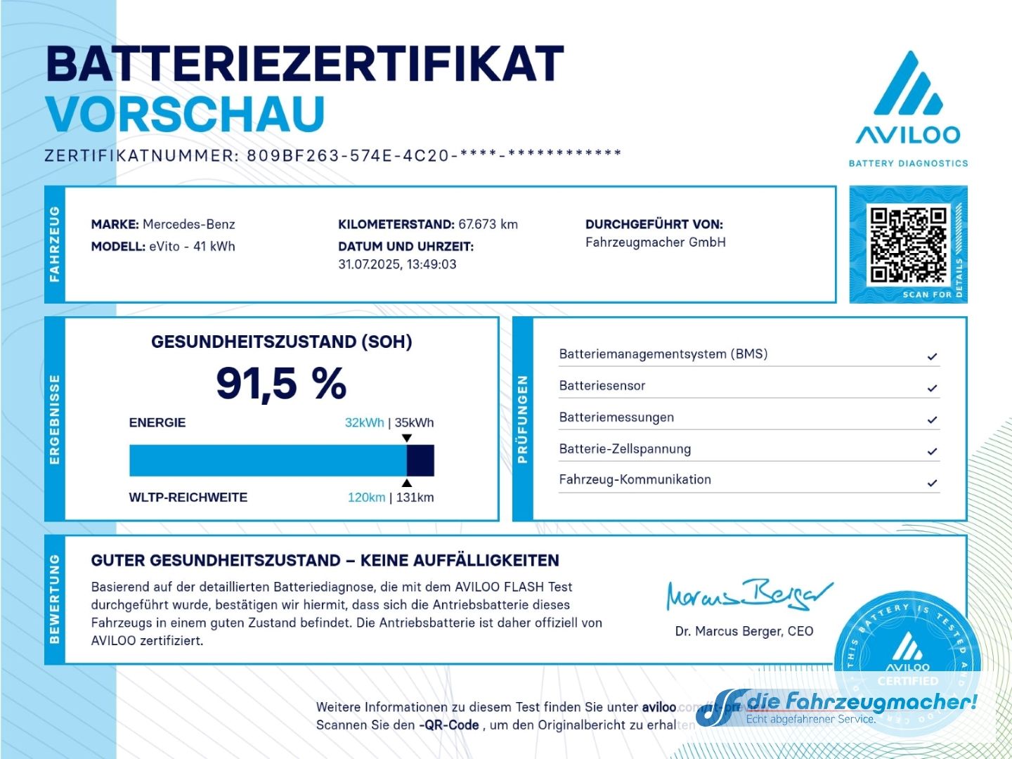 Fahrzeugabbildung Mercedes-Benz Vito Kasten e111 lang SHZ Rückfahrkam. Temp Tel.
