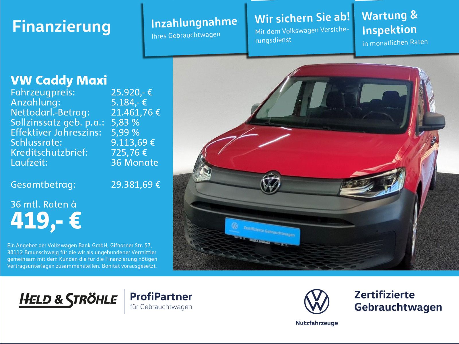 Volkswagen Caddy Maxi 2.0 TDI 7SI NAVI LED KAM PDC SHZ ACC