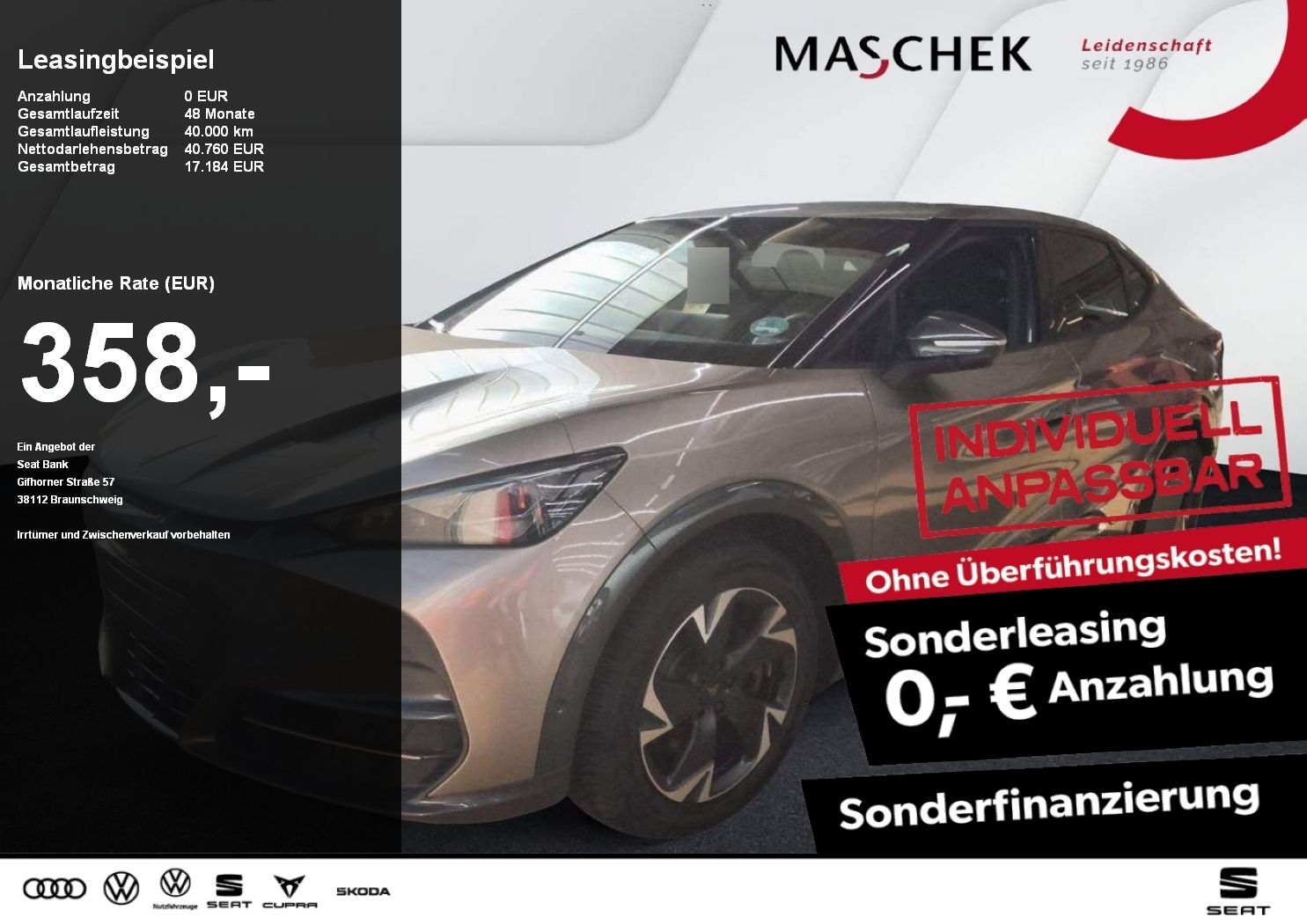 Cupra Tavascan Sonderleasing Wärmep ACC Navi Sitzh. Re