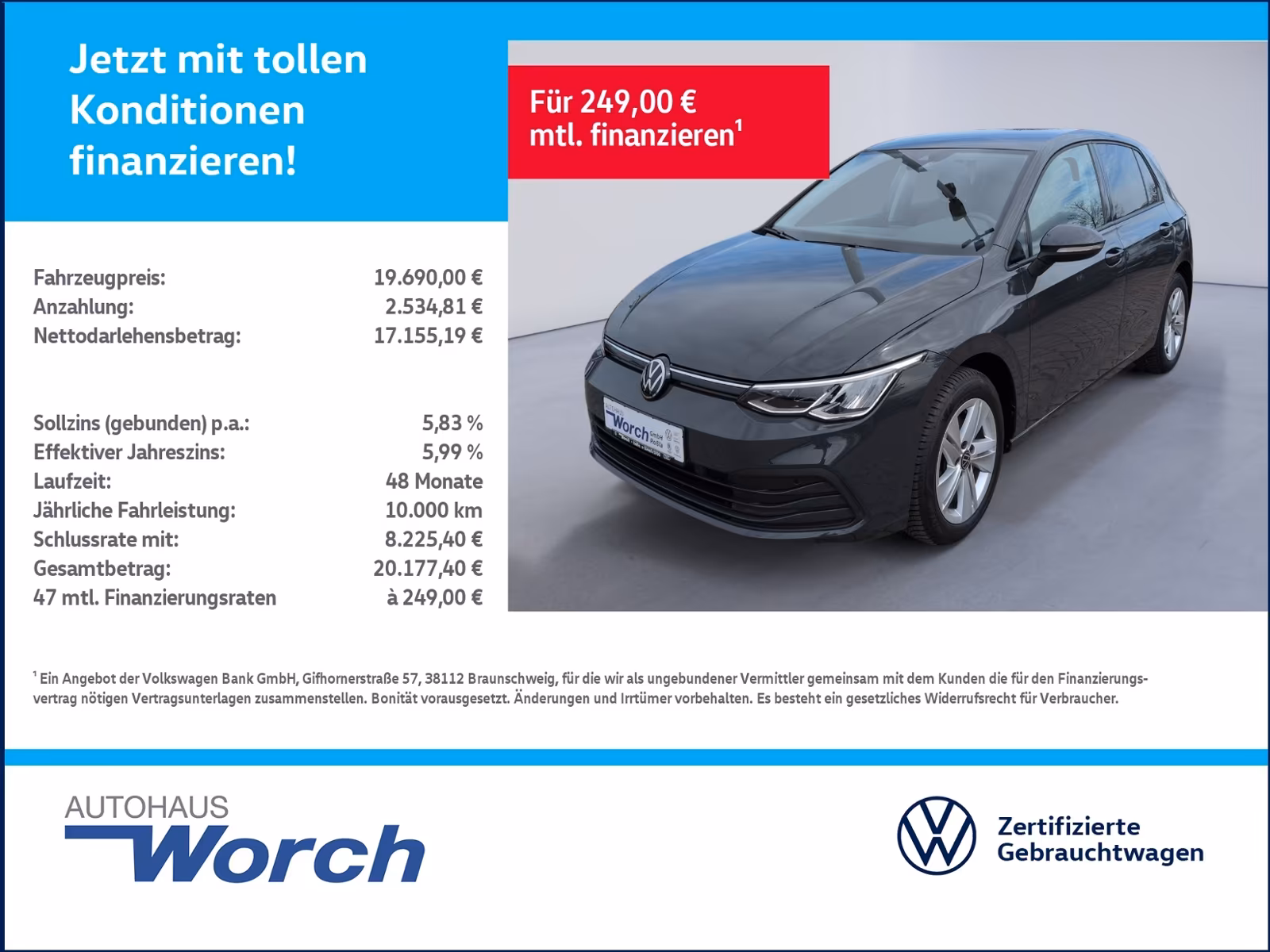 Volkswagen Golf VIII 1.0 eTSI DSG Life LED+ACC+APP+NAVI