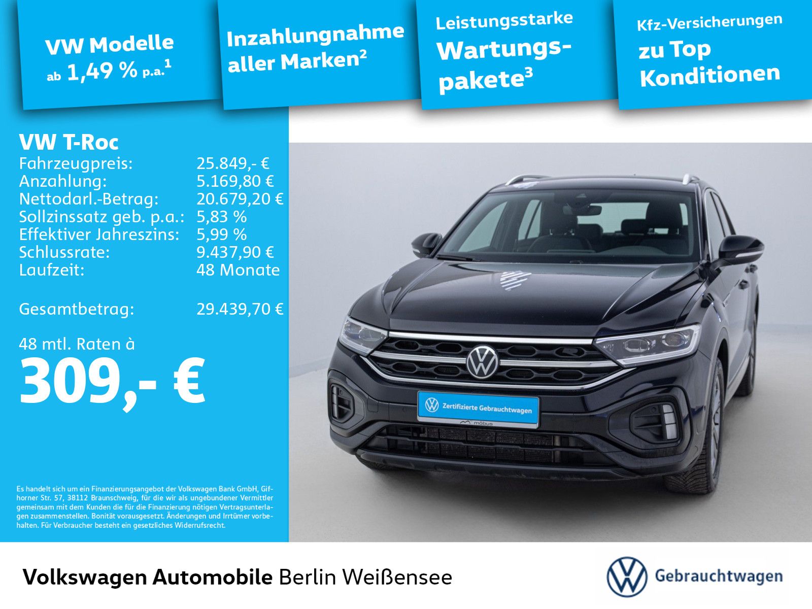 Volkswagen T-Roc 2.0 TDI R-Line DSG*NAV*LED*APP*ACC*LANE*VC imagem 2