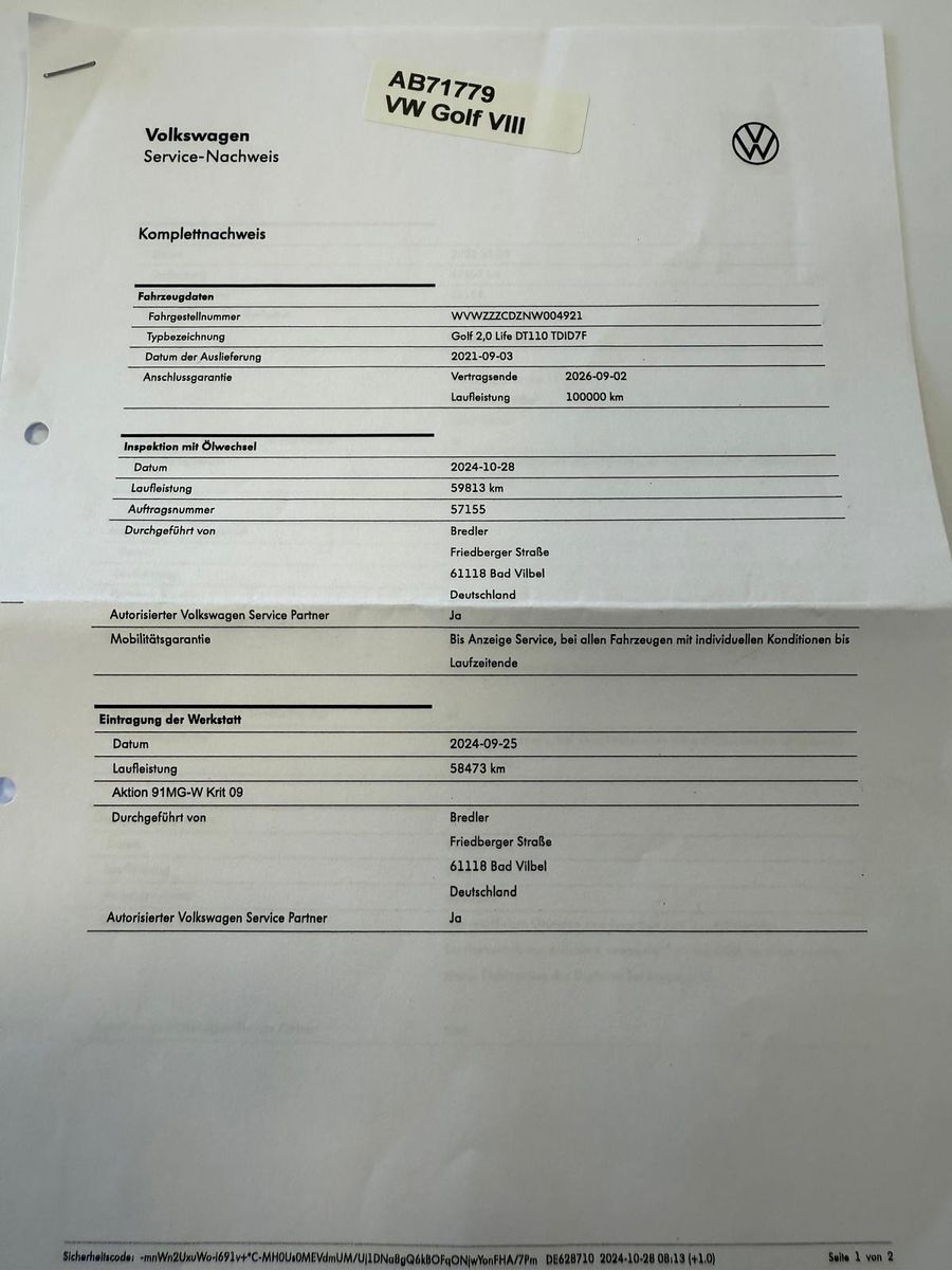 Fahrzeugabbildung Volkswagen Golf VIII Lim. Active/AHK/SCHECKHEFT/NAVI/KAMERA