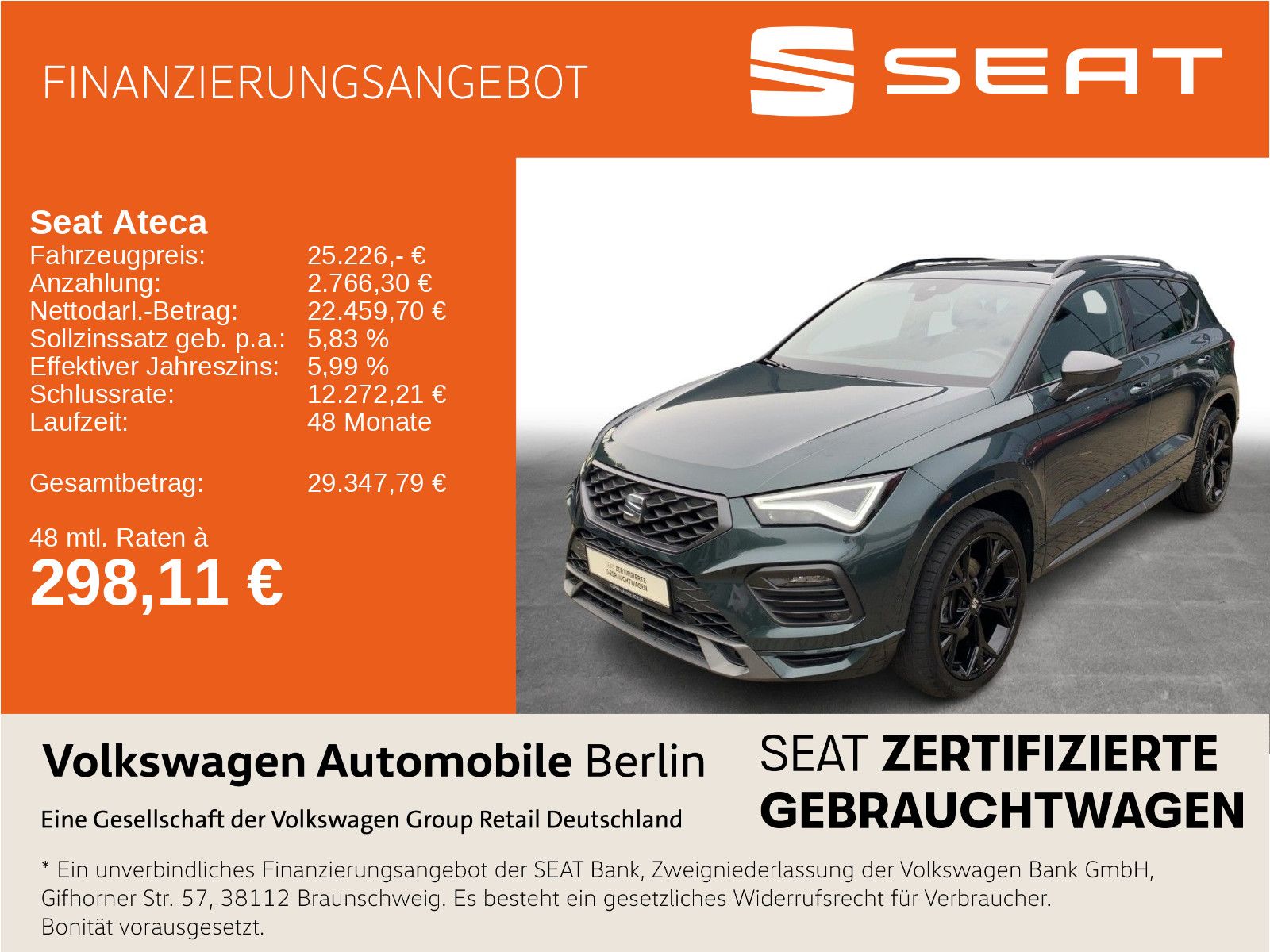 Seat Ateca 1.5 TSI DSG FR Pano Navi LED SHZ ACC PDC