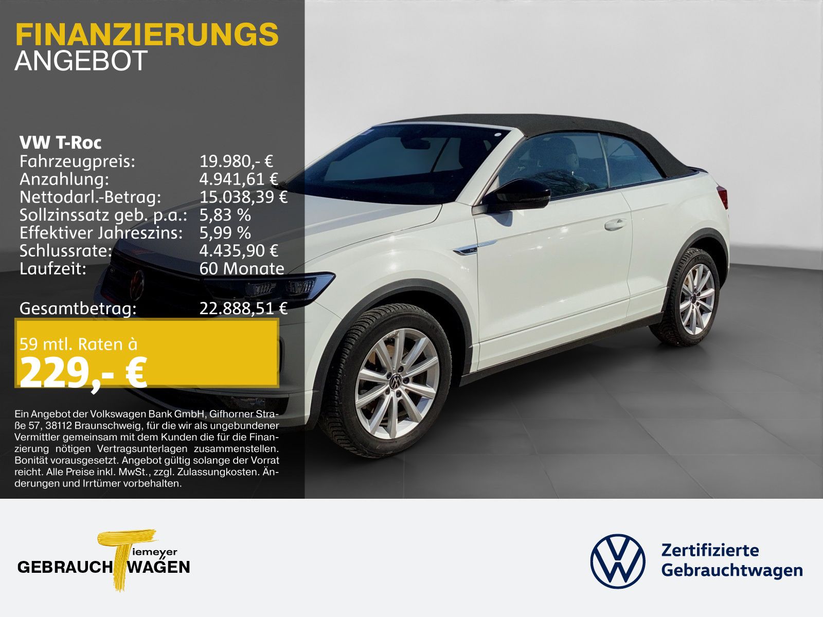 Volkswagen T-Roc Cabrio 1.5 TSI DSG R-LINE LEDER LM19 NAVI