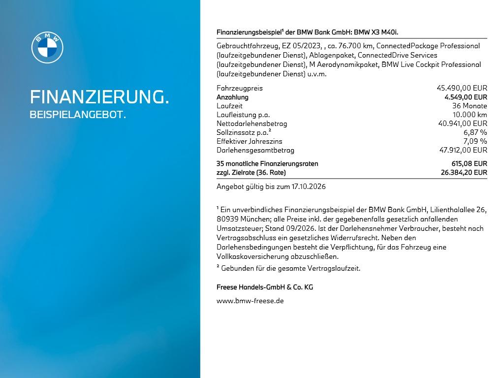 BMW X3 M40i 360° PANO RFK HIFI LENKRADHZ LORDOSE LED