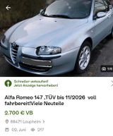 Alfa Romeo Tausche/Verkaufe Alfa Romeo 147 mit TÜV - Alfa Romeo 147 aus 2003