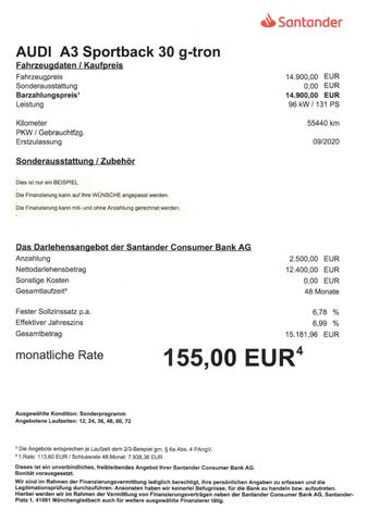 Fahrzeugabbildung Audi A3 Sportback 30 g-tron >AUT/Navi/LED/SHZ<