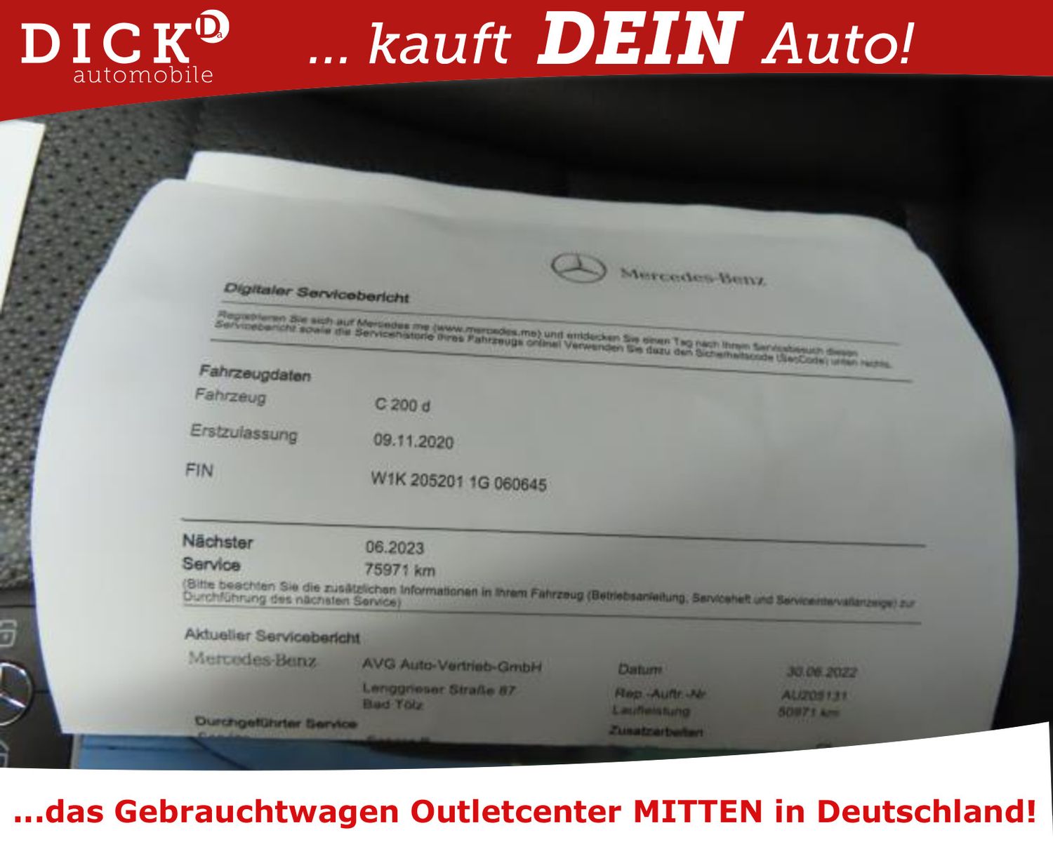 Fahrzeugabbildung Mercedes-Benz C 200d T 9G-Tr.  LED/NAVI/LEDER/SHZ/PANO/RFK/8Fa