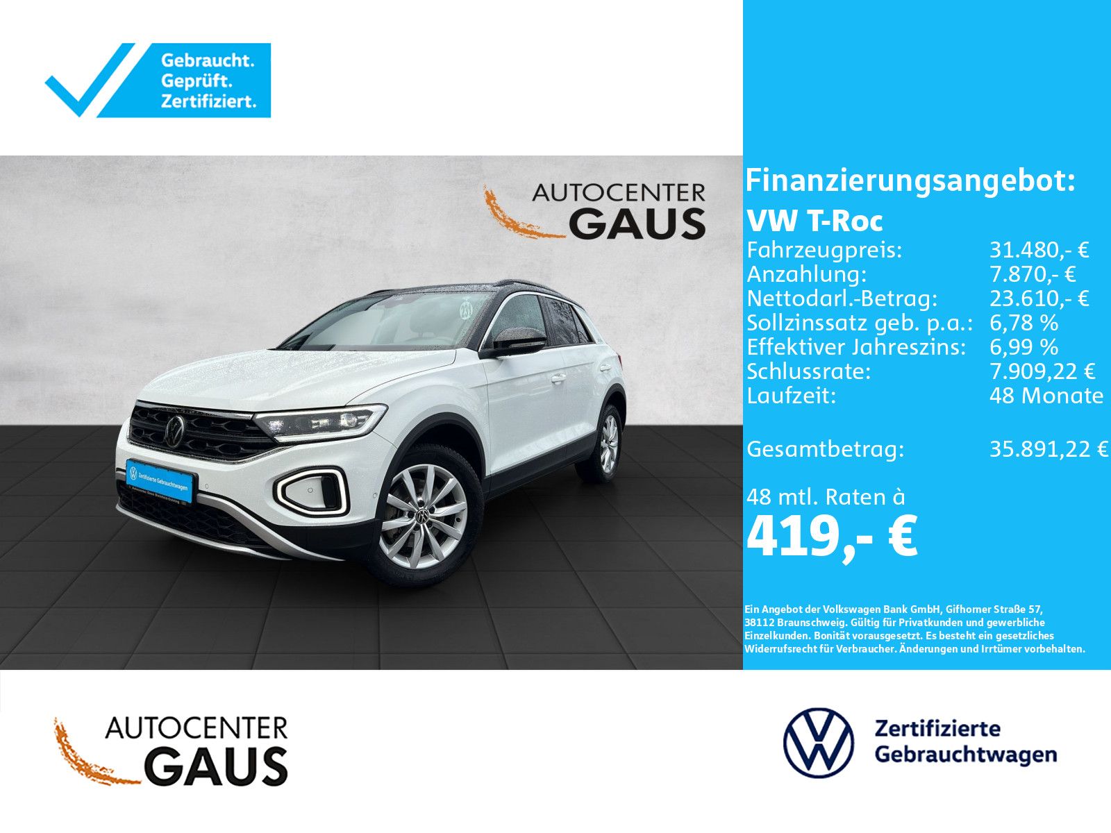 T-Roc Goal 2.0 TDI DSG AHK*Navi*ACC