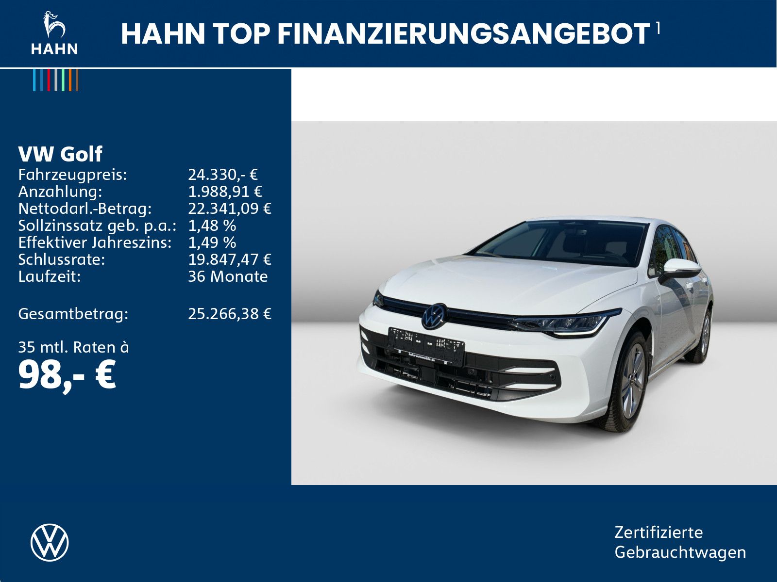 Volkswagen Golf 1.5TSI Life Nav HUD MFL Cam LED ACC App 16 foto 2