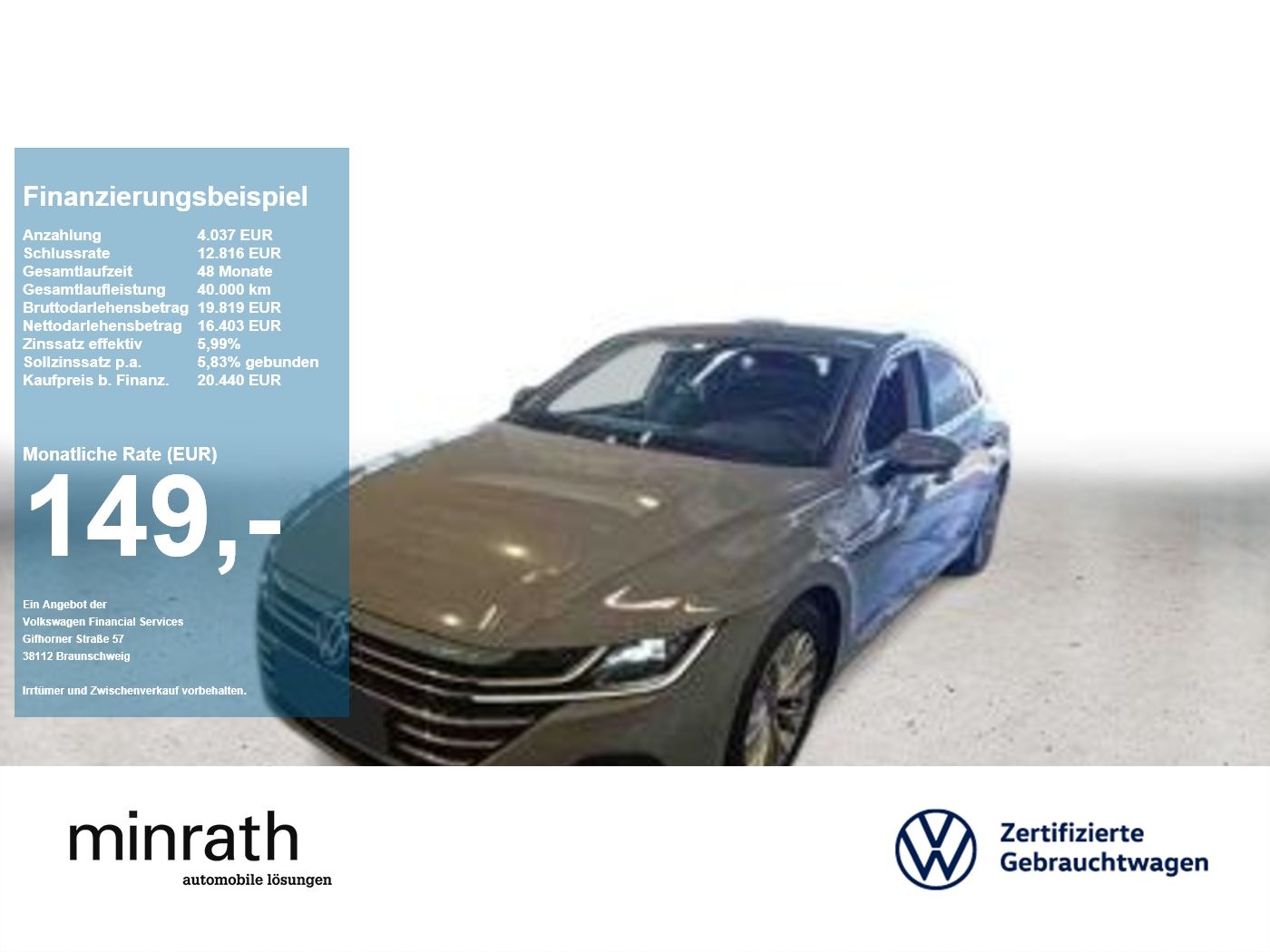 Volkswagen Arteon 2.0 TDI DSG AHK+ACC+LED+NAVI+APP+SHZ+2xPD