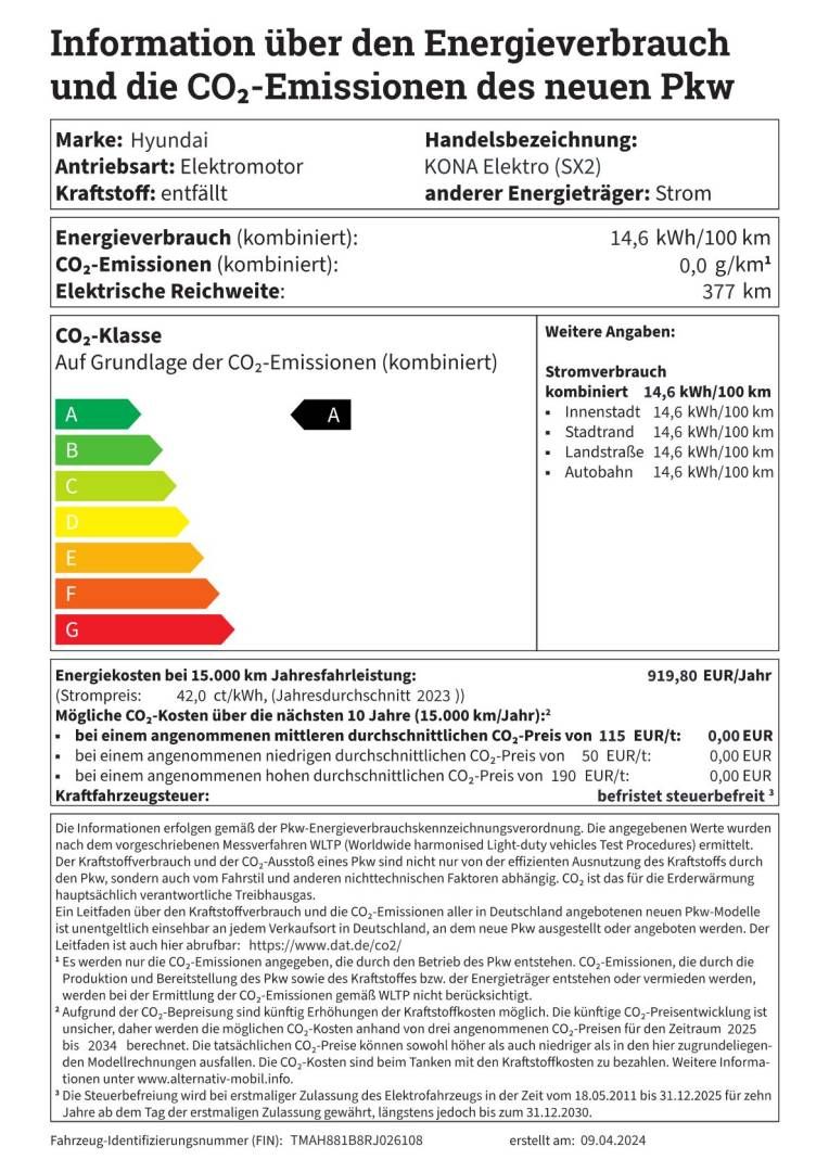 Fahrzeugabbildung Hyundai KONA Elektro (SX2) TREND-Paket, Assistenz-Paket