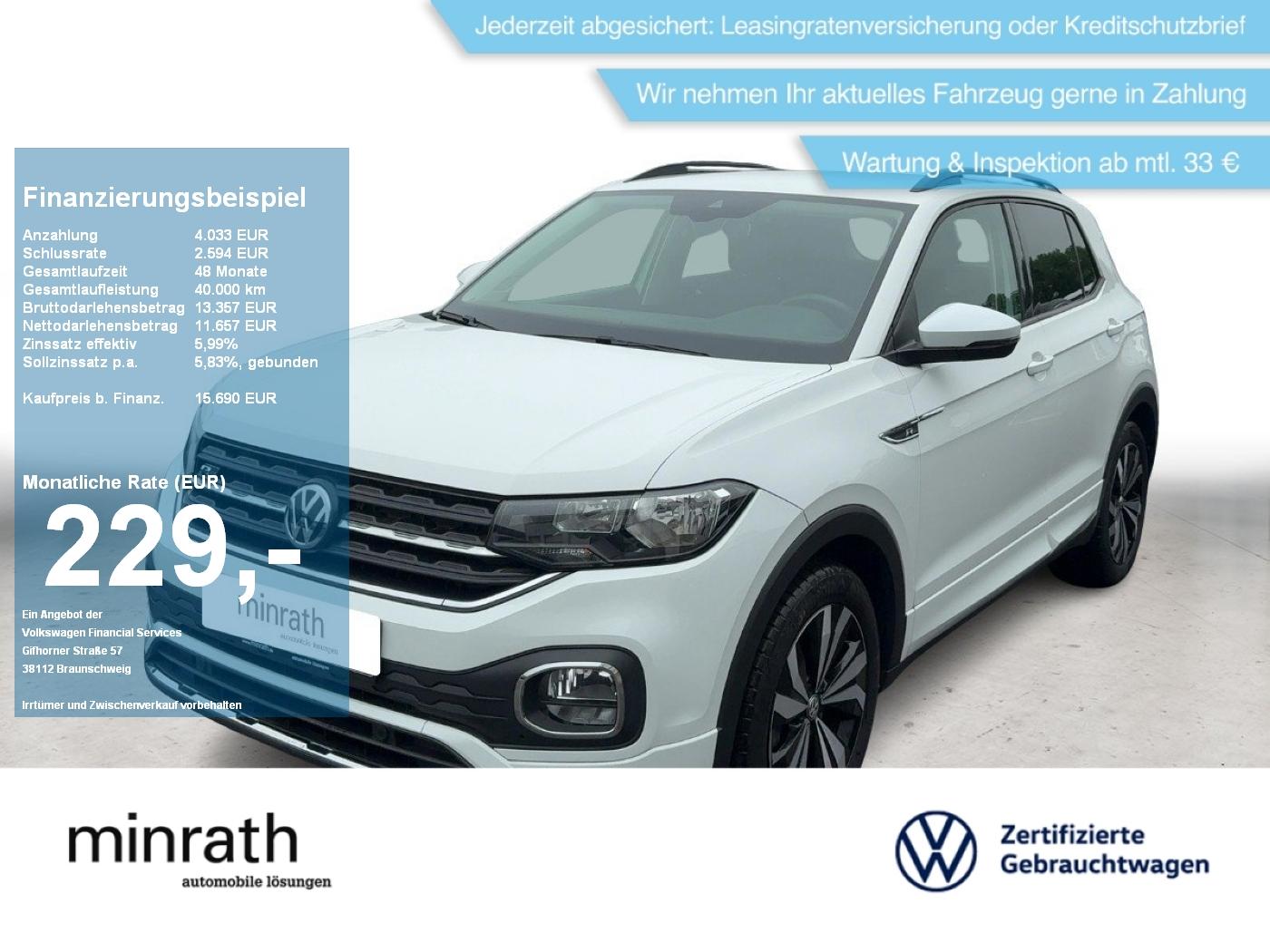 Volkswagen T-Cross R-Line 1.0 TSI DAB+ACC+NAVI+PDC+LM17