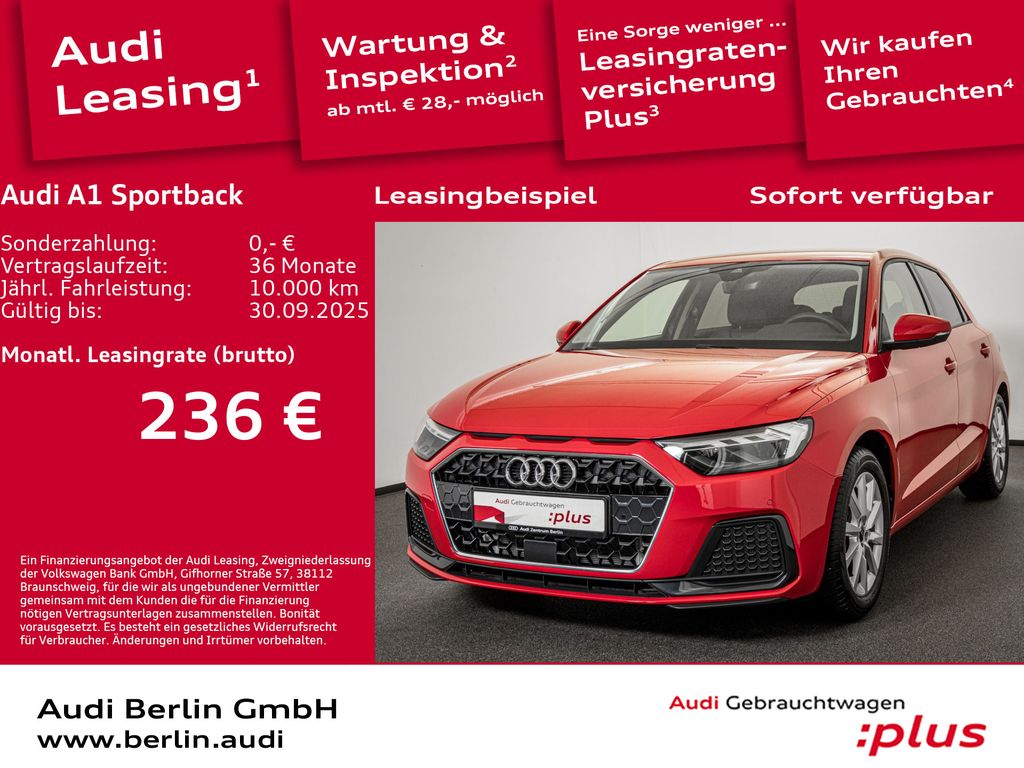 Audi A1 Sportback Advanced 25 TFSI S tr. RFK LED NAVI