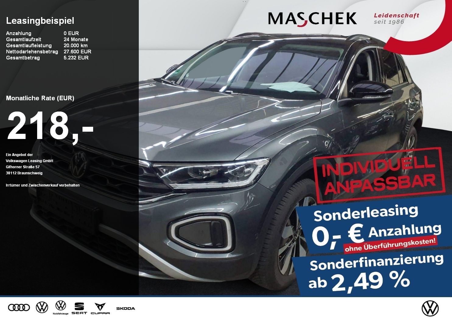 Volkswagen T-ROC Goal 2.0 TDI Sonderleasing! AHK Navi RearV