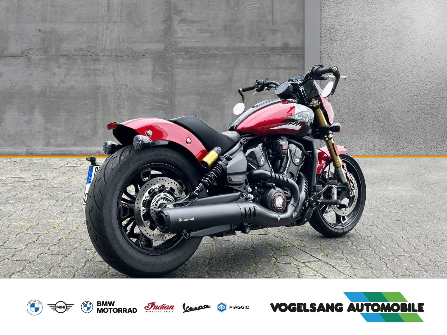 Fahrzeugabbildung Indian Scout 101 , mit Klappenauspuffanlage, Navigation