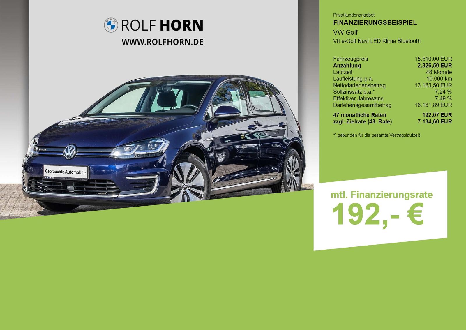 Volkswagen Golf VII e-Golf Navi LED Klima Bluetooth